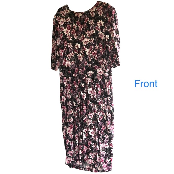 Ms.Basia California Dresses & Skirts - Ms. Basia California Vintage burgandy wine colored floral midi dress Size 18